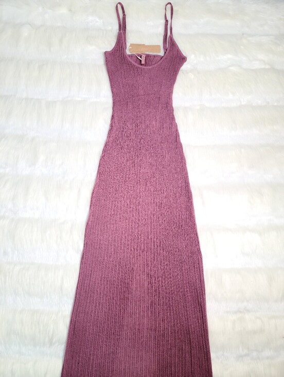 SKIMS Dresses & Skirts - SKIMS Sheer Knit Midi Dress Purple Beet Women Small NEW
